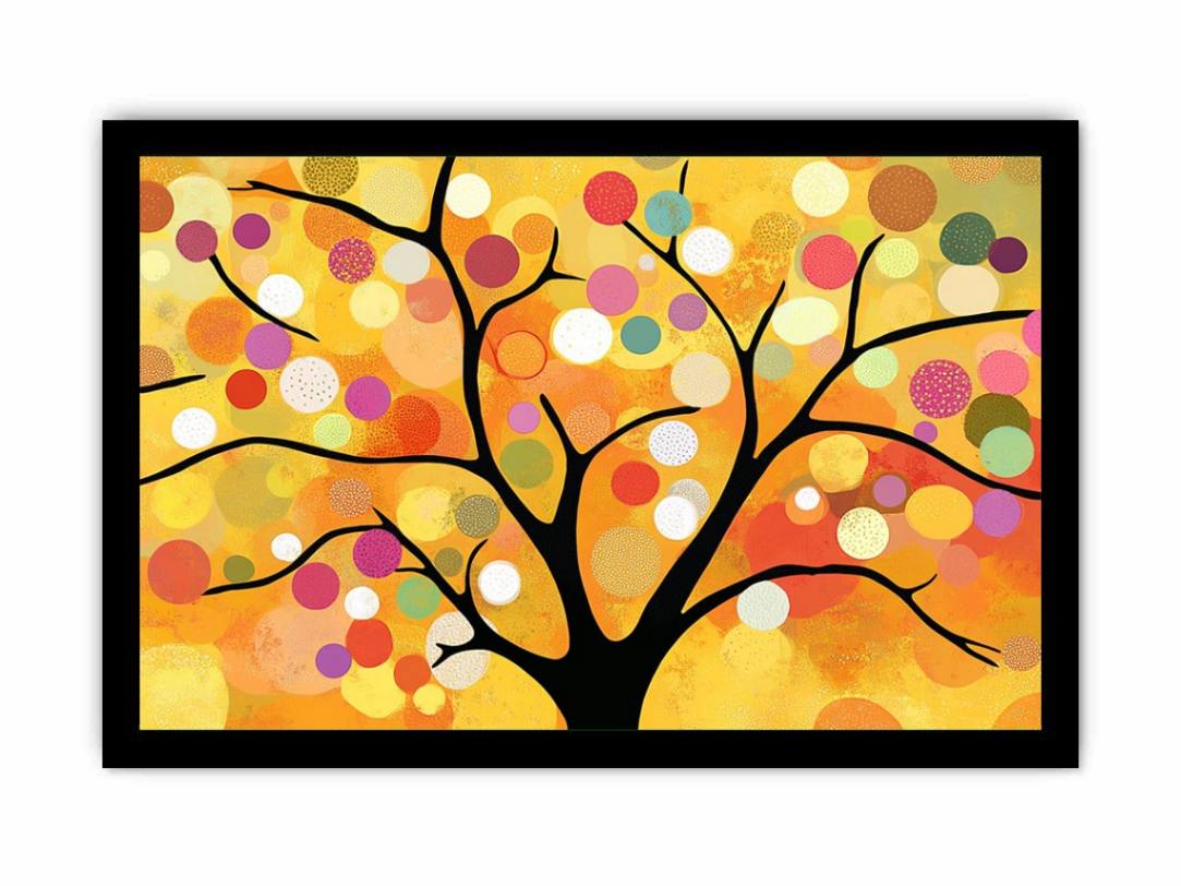 Beautiful Forest Path Fall Painting  Framed poster