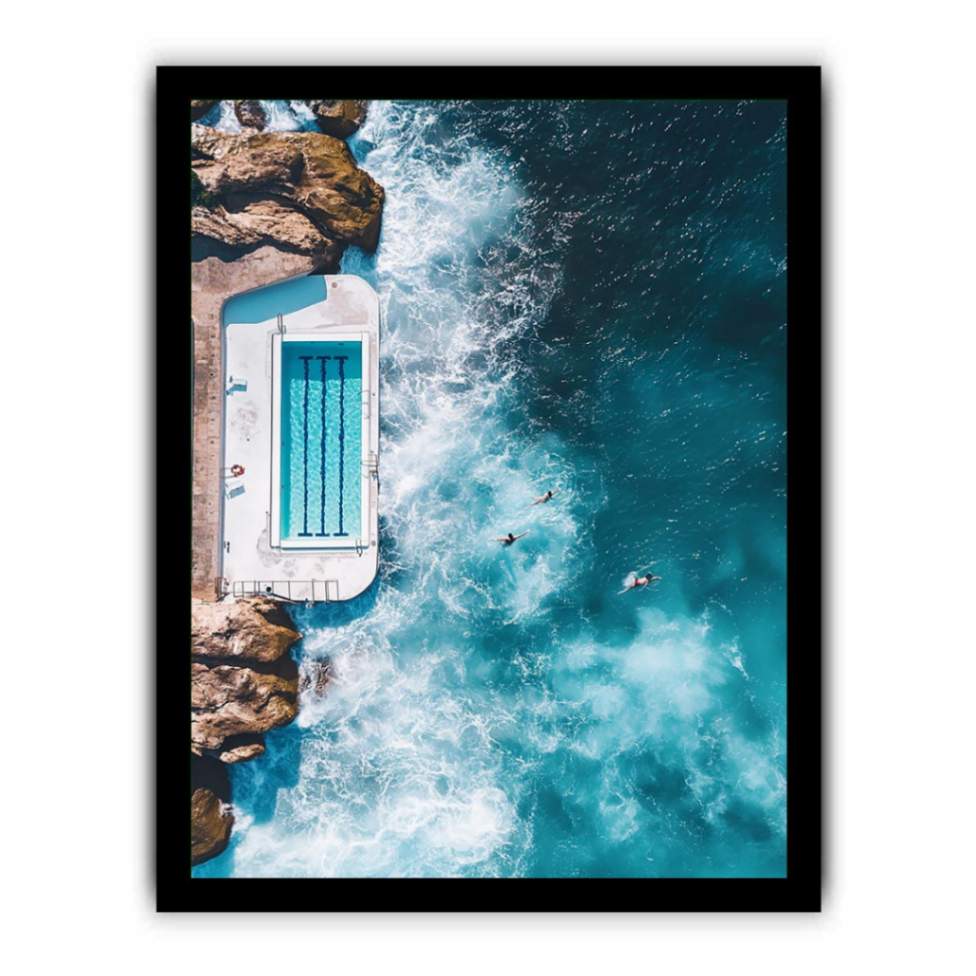 Beach Pool Beach Painting  Framed poster
