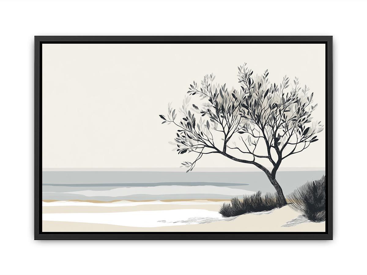 Beach Tree Black and white Painting