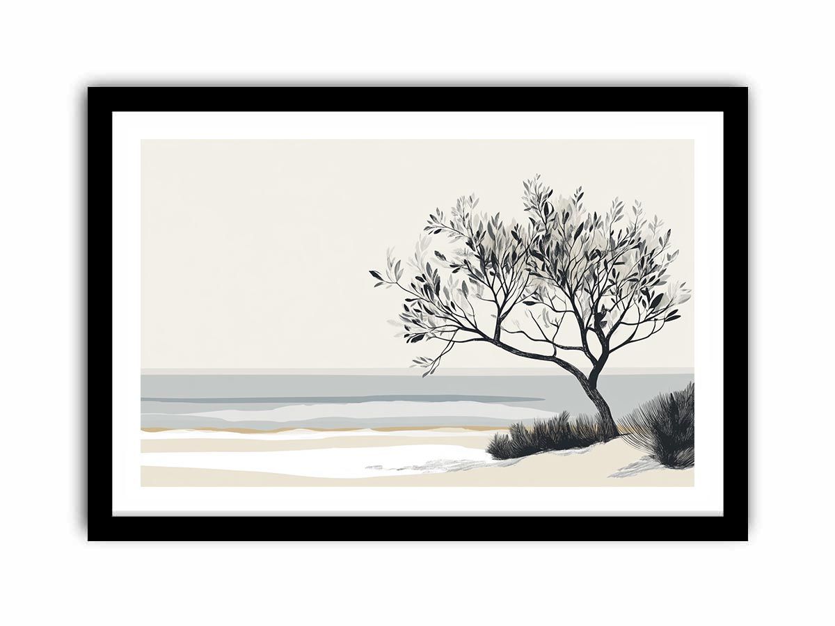 Beach Tree Black and white Painting  canvas print