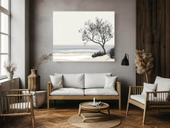 Beach Tree Black and white Painting