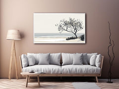 Beach Tree Black and white Painting