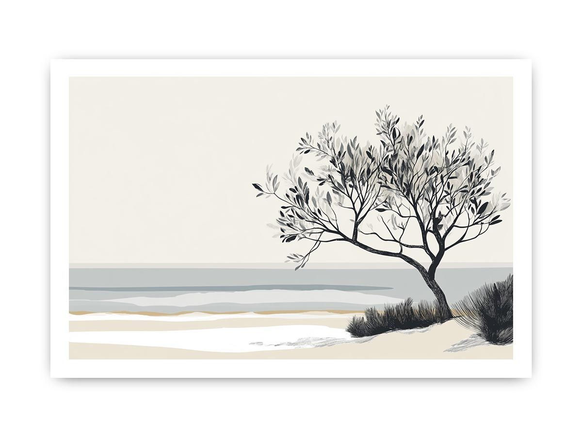 Beach Tree Black and white Painting Painting