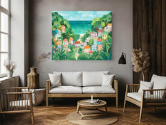Dreamy Terrace beach Town Painting