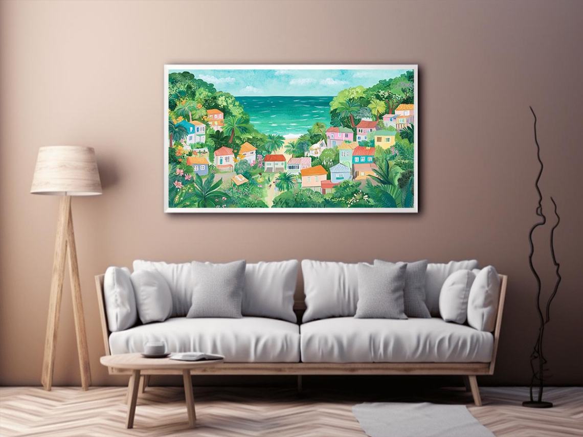 Dreamy Terrace beach Town Painting