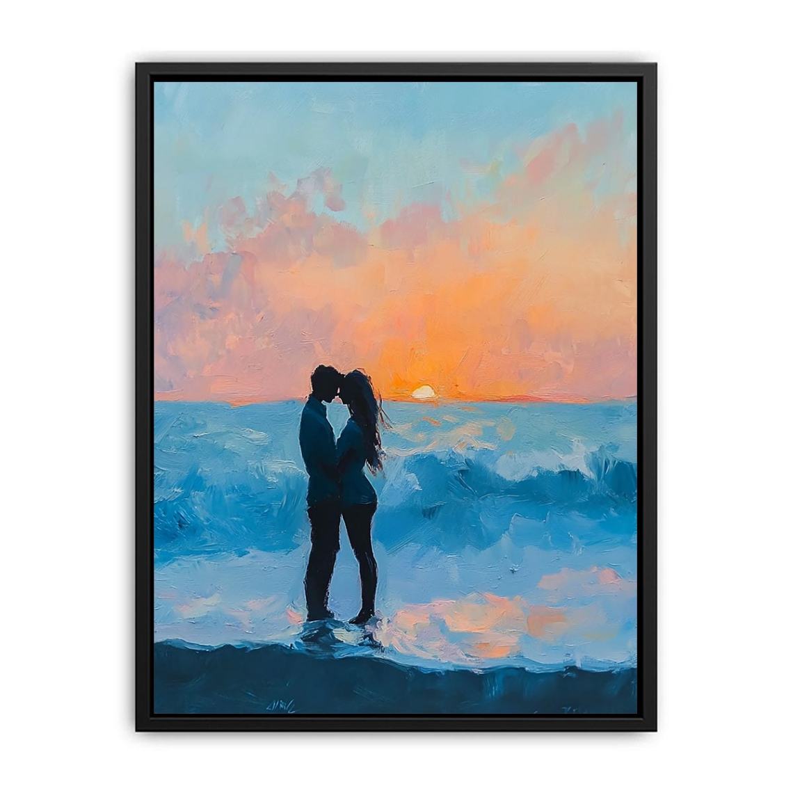 Whispers Beach Couple Kiss Painting