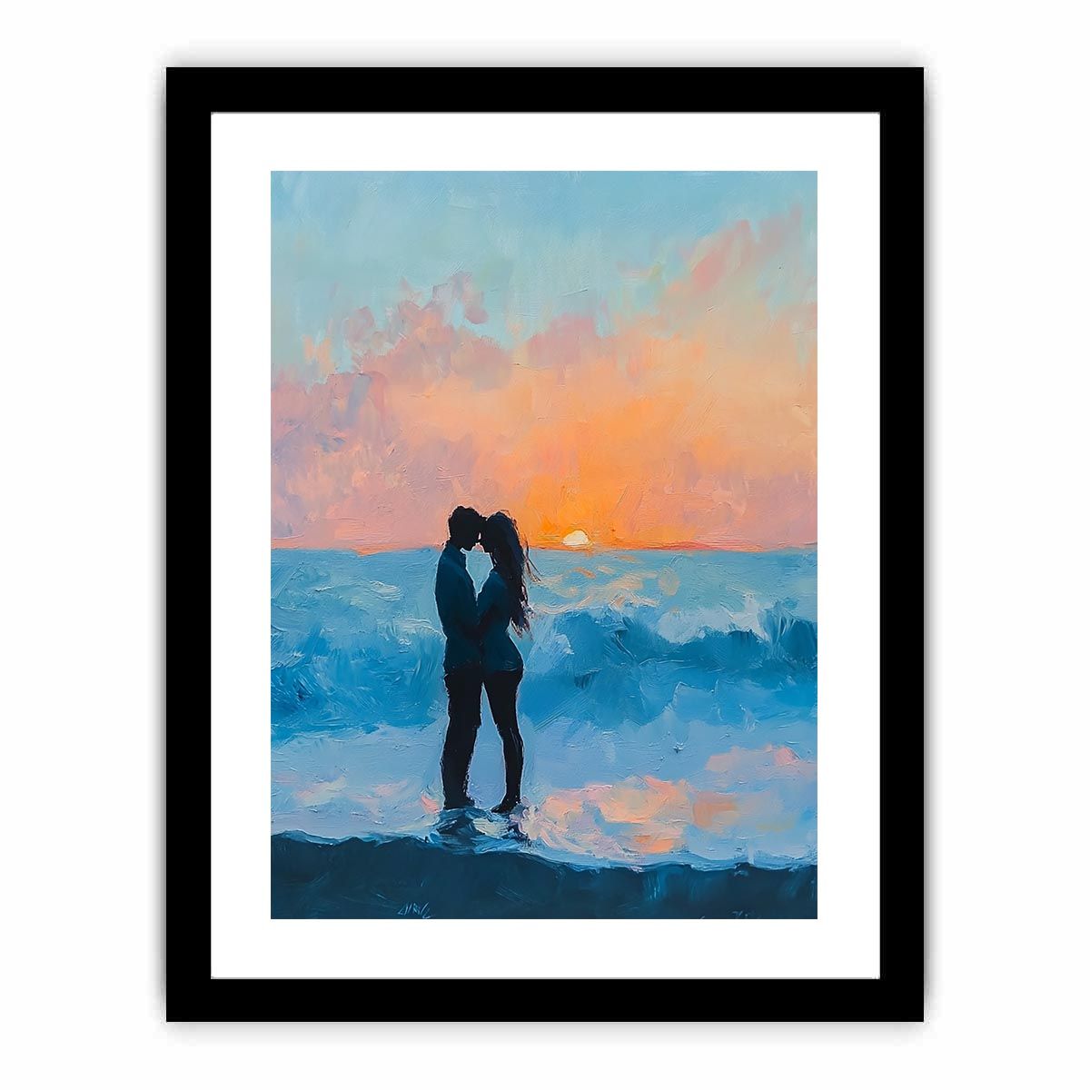 Whispers Beach Couple Kiss Painting  canvas print