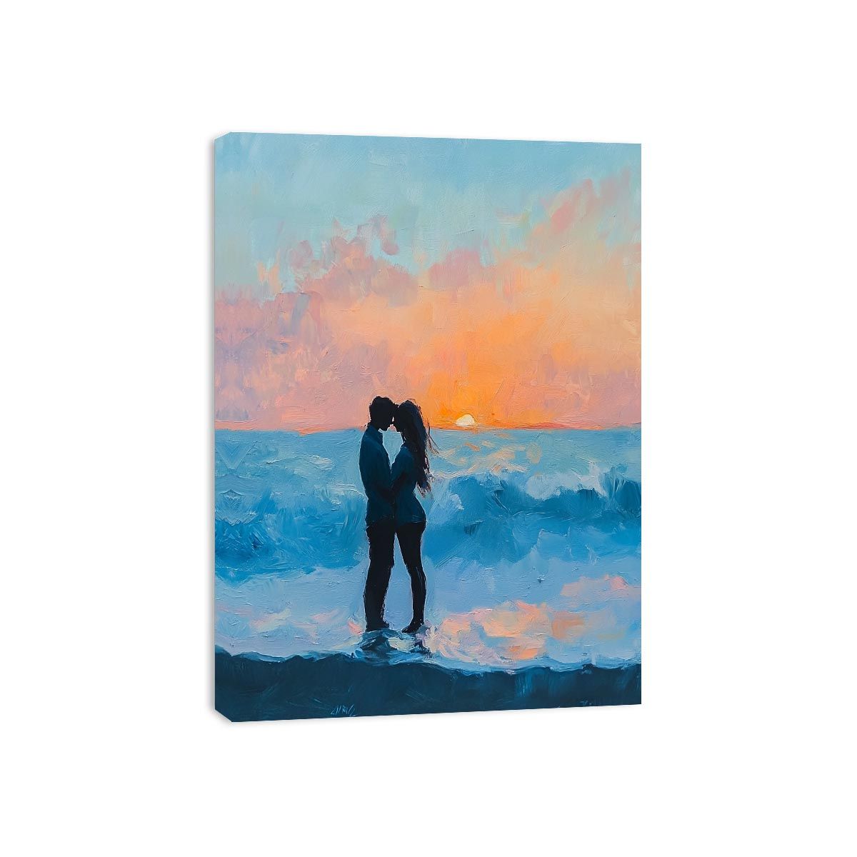 Whispers Beach Couple Kiss Painting