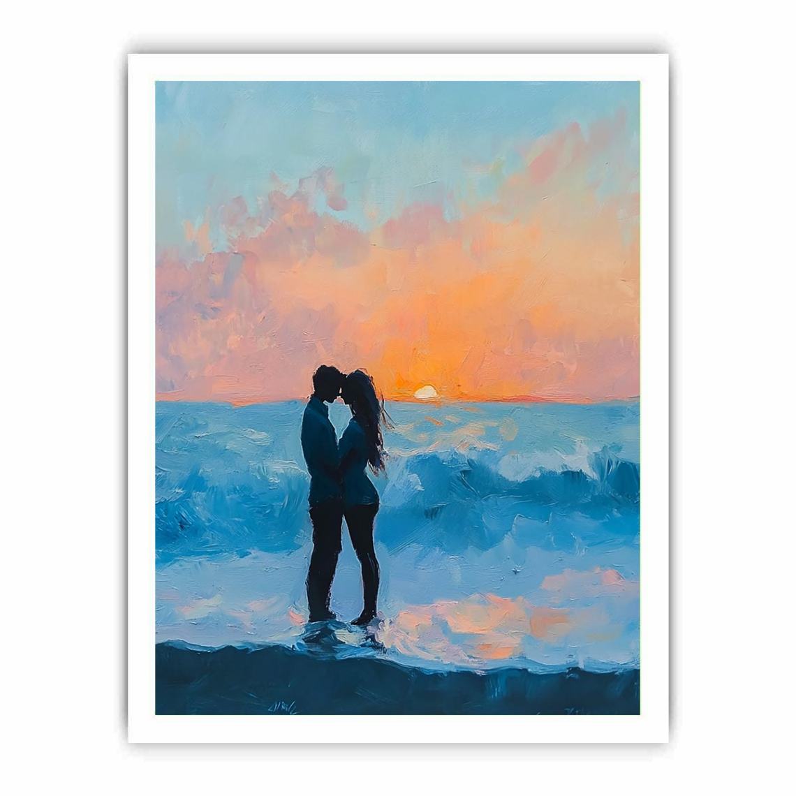 Whispers Beach Couple Kiss Painting Painting