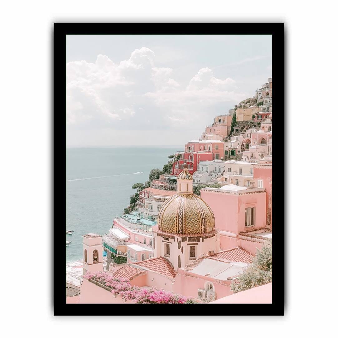 Beachscape Santorini Photography Art Print  Framed poster