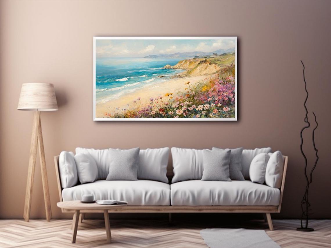 Wild flowers beach painting