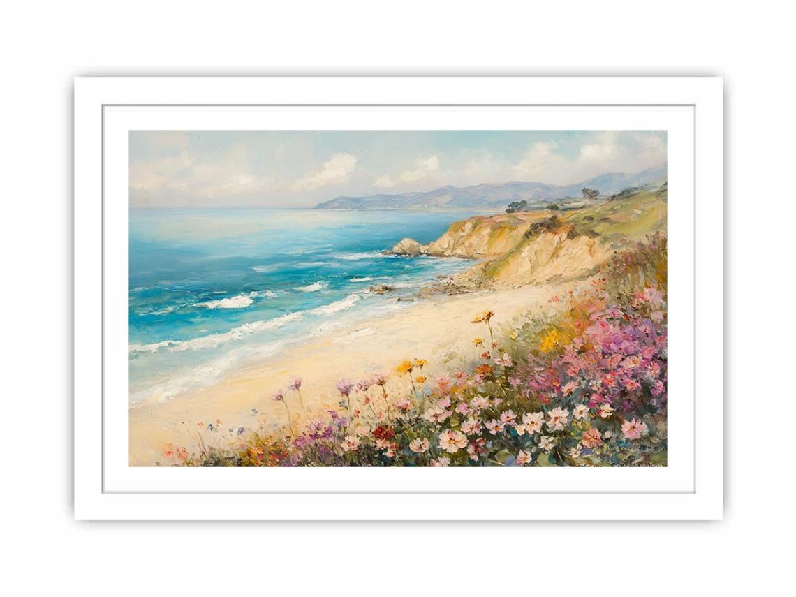 Wild flowers beach painting Art Print