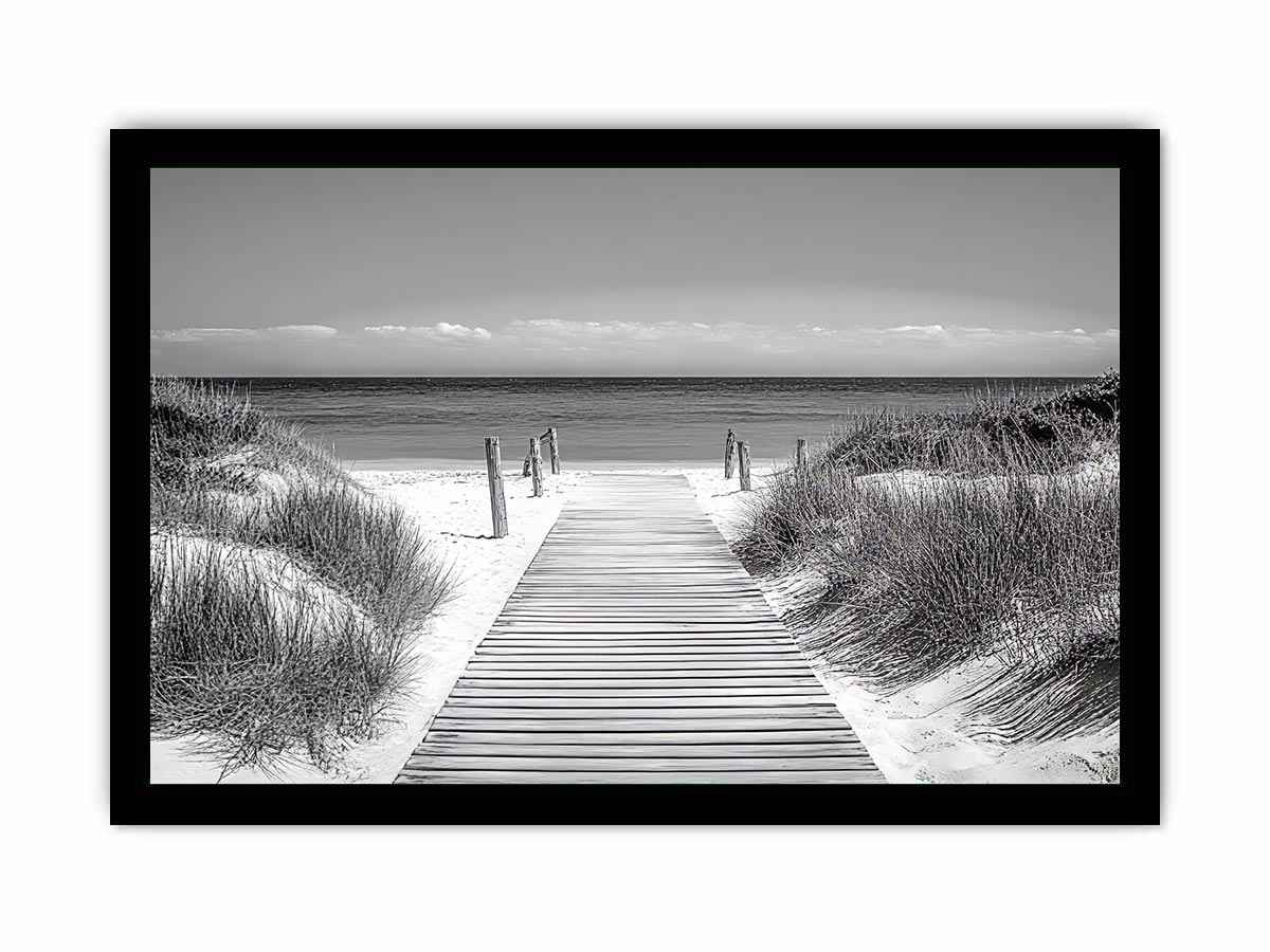 Monochrome Beach Path Painting
