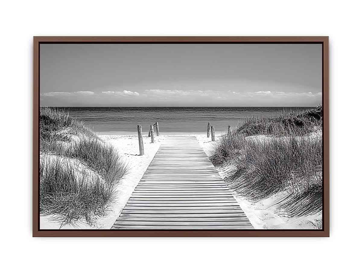 Monochrome Beach Path Painting  Art Print