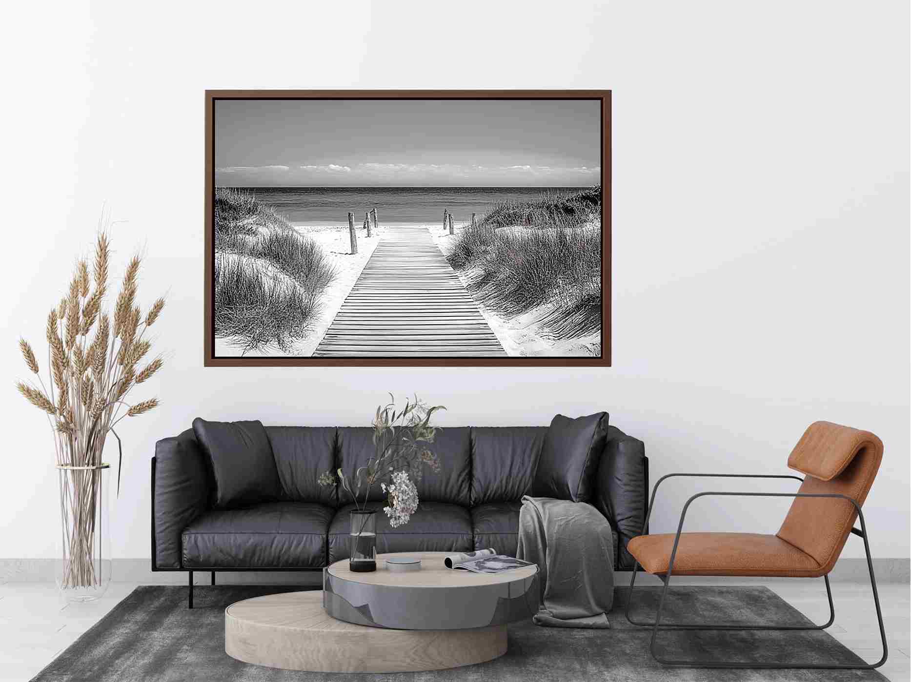 Monochrome Beach Path Painting