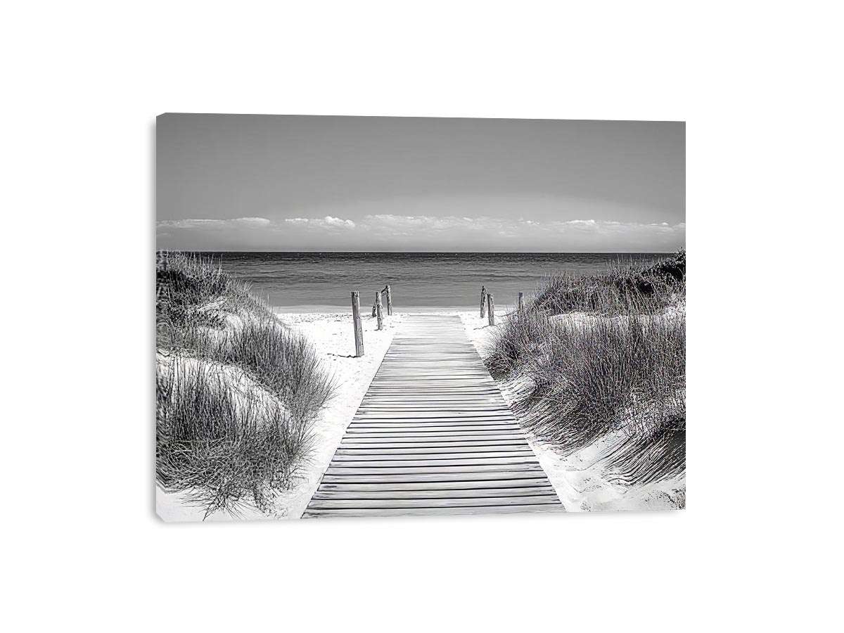 Monochrome Beach Path Painting