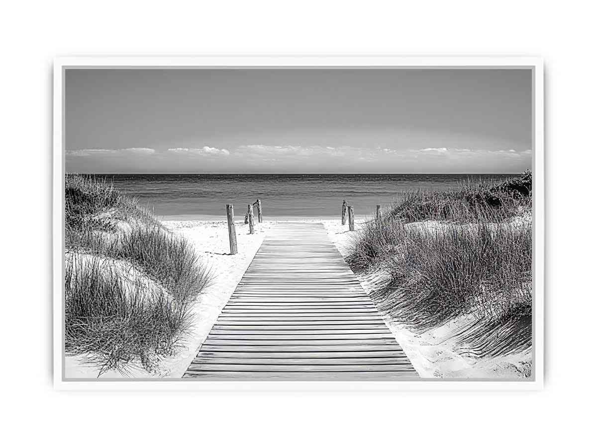 Monochrome Beach Path Painting   canvas print
