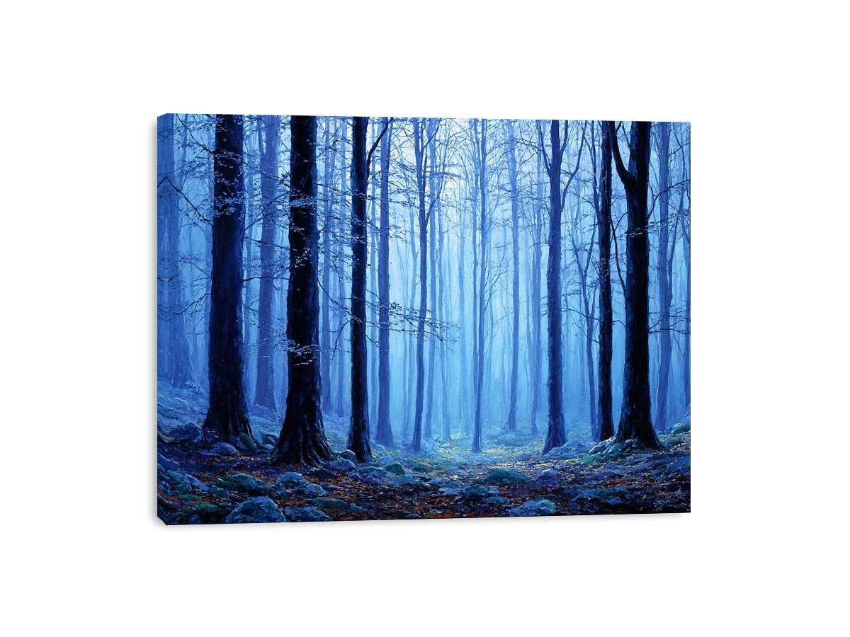 Misty  Blue Forest Tress Photography Art Print