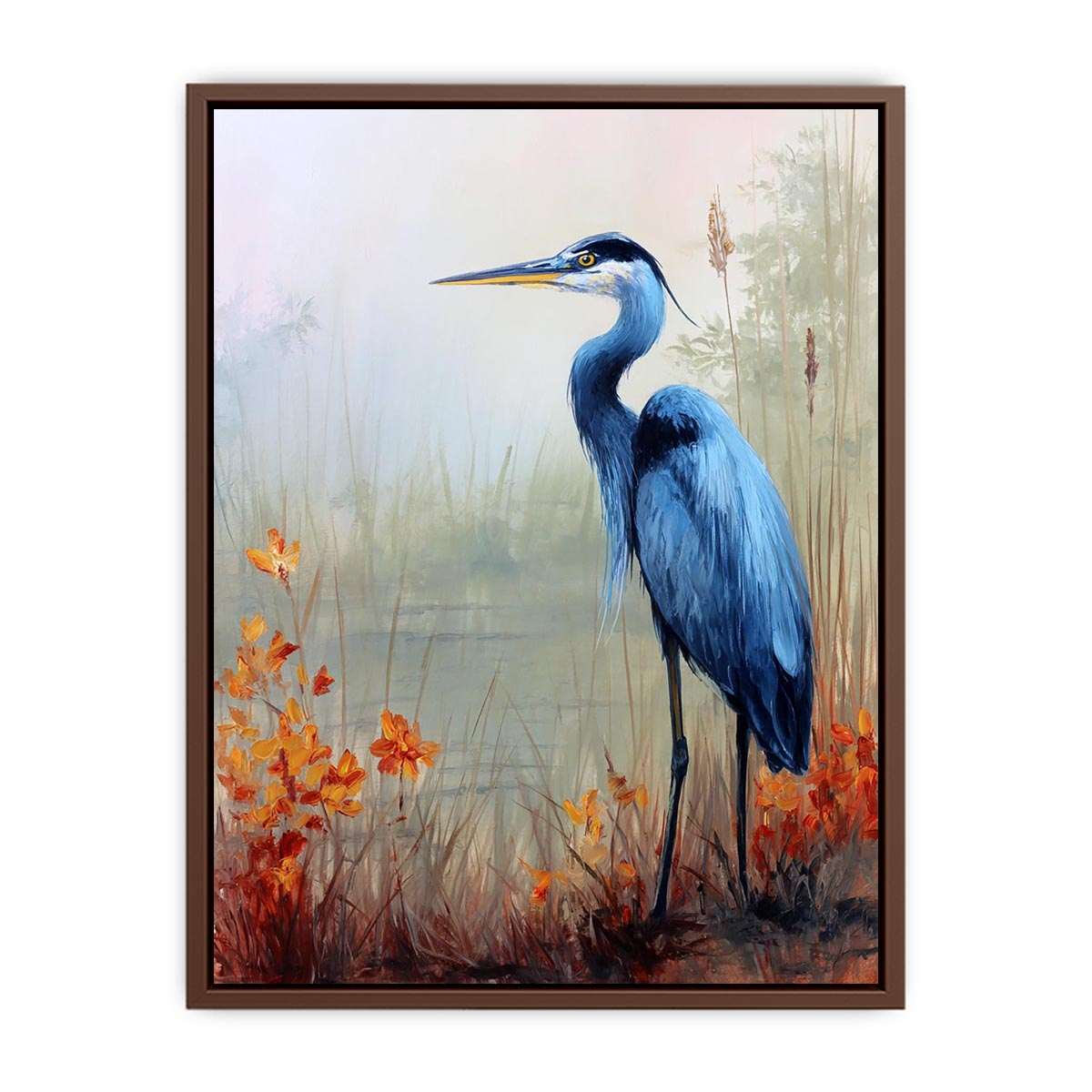 Blue Heron Bird  Painting  Art Print