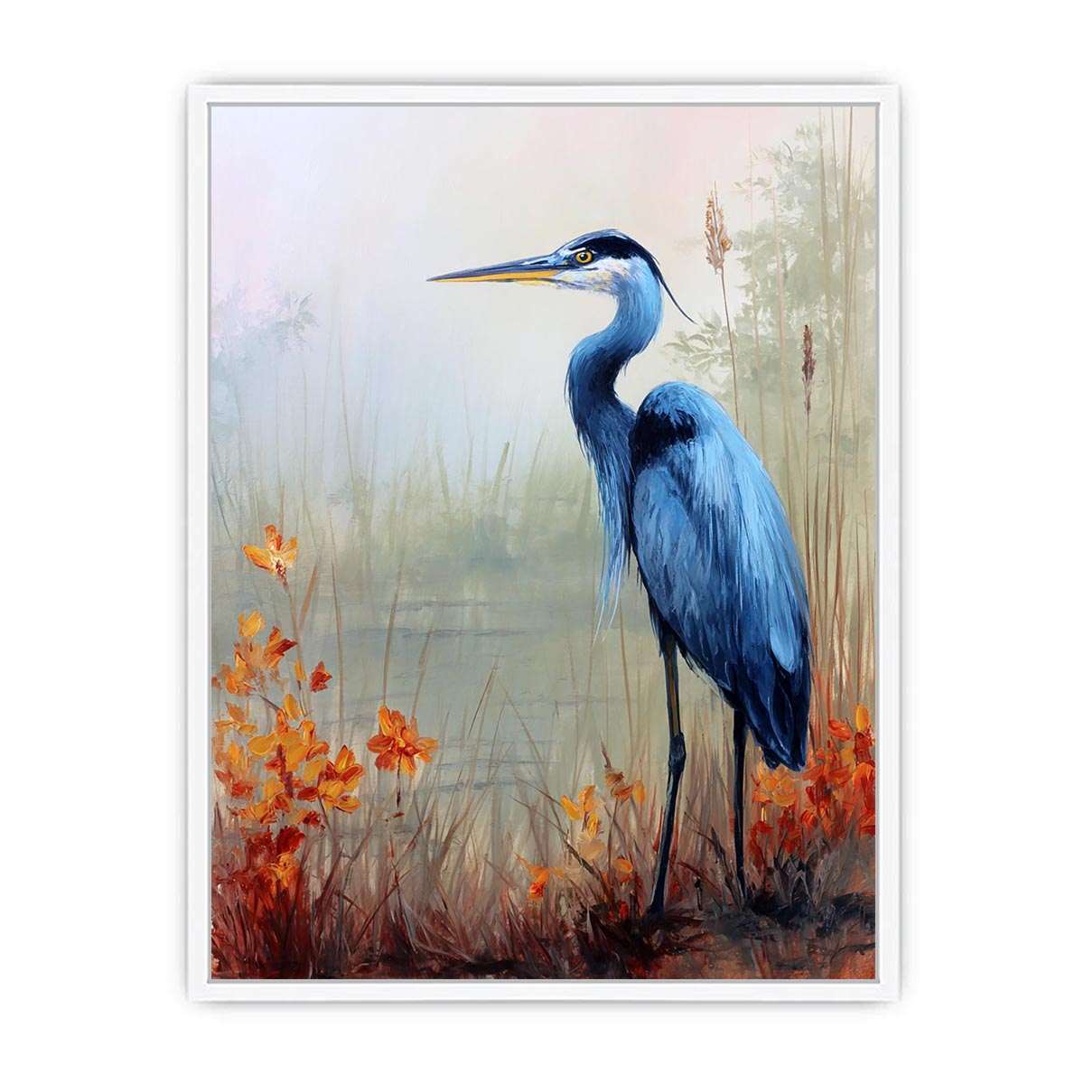Blue Heron Bird  Painting   canvas print