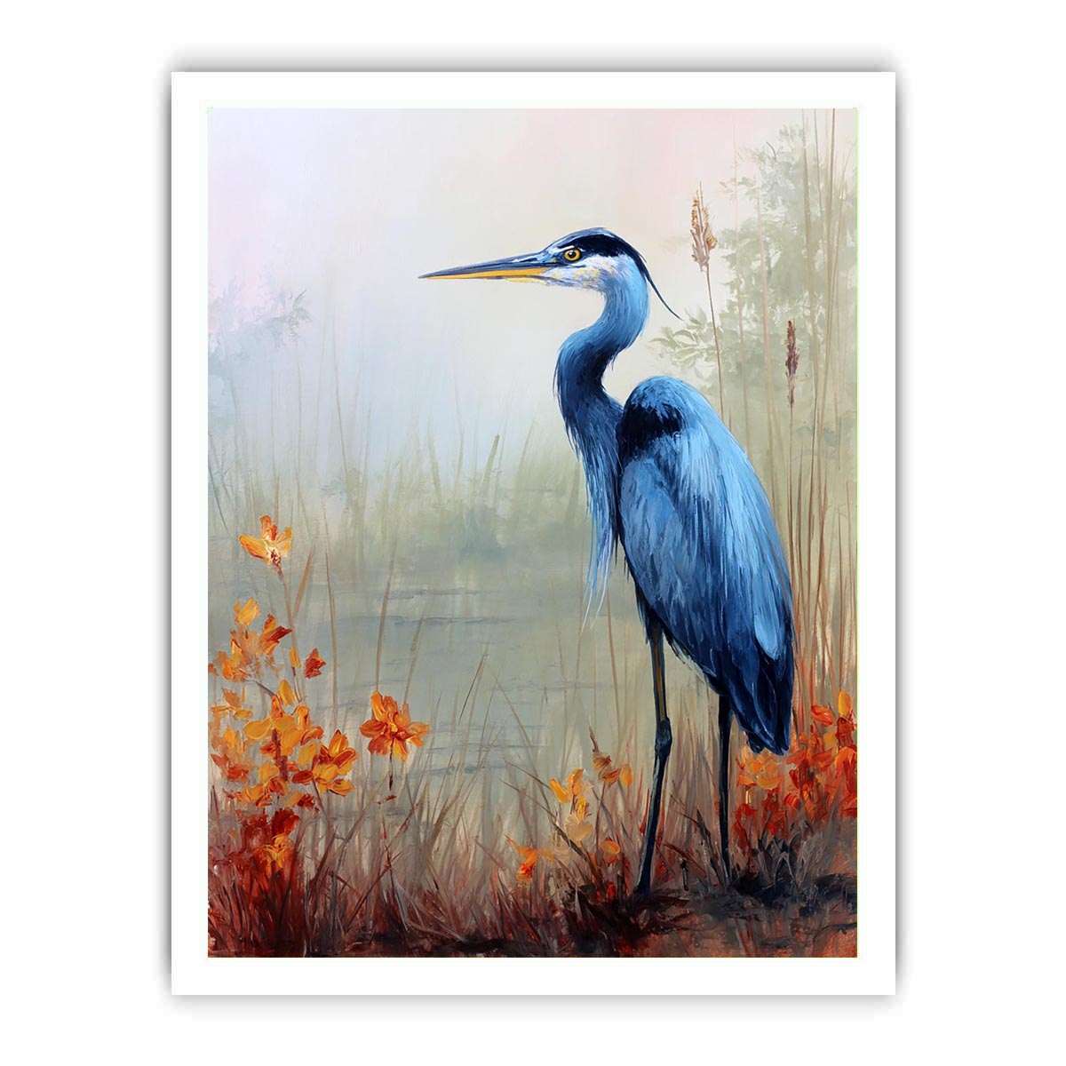 Blue Heron Bird  Painting