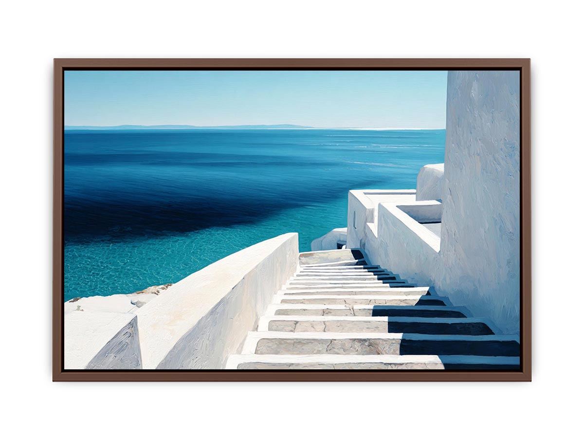 Santorini Beach Blue Water Painting  Art Print