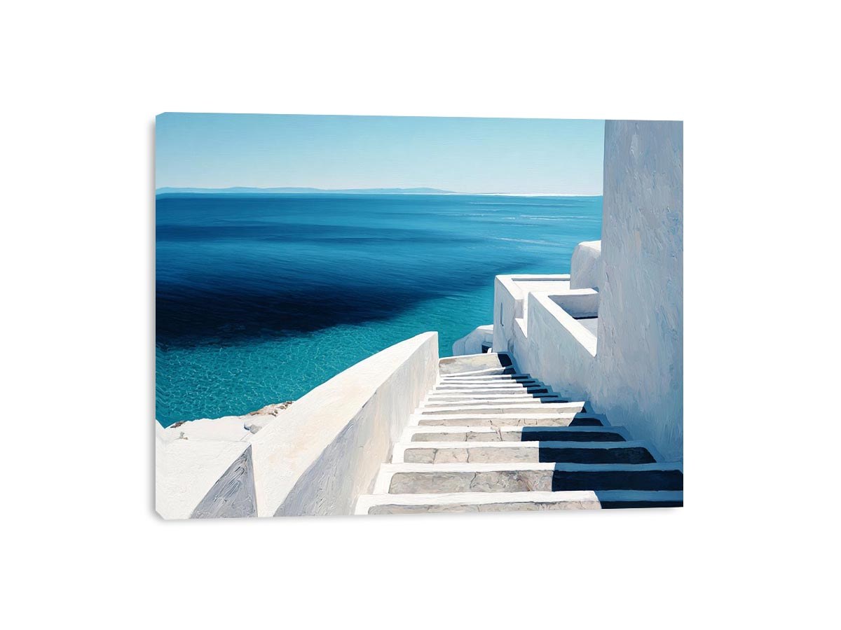 Santorini Beach Blue Water Painting