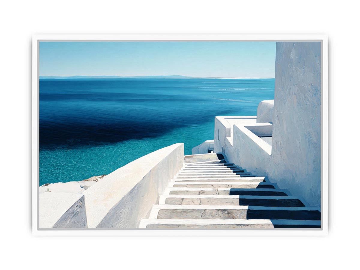 Santorini Beach Blue Water Painting   canvas print