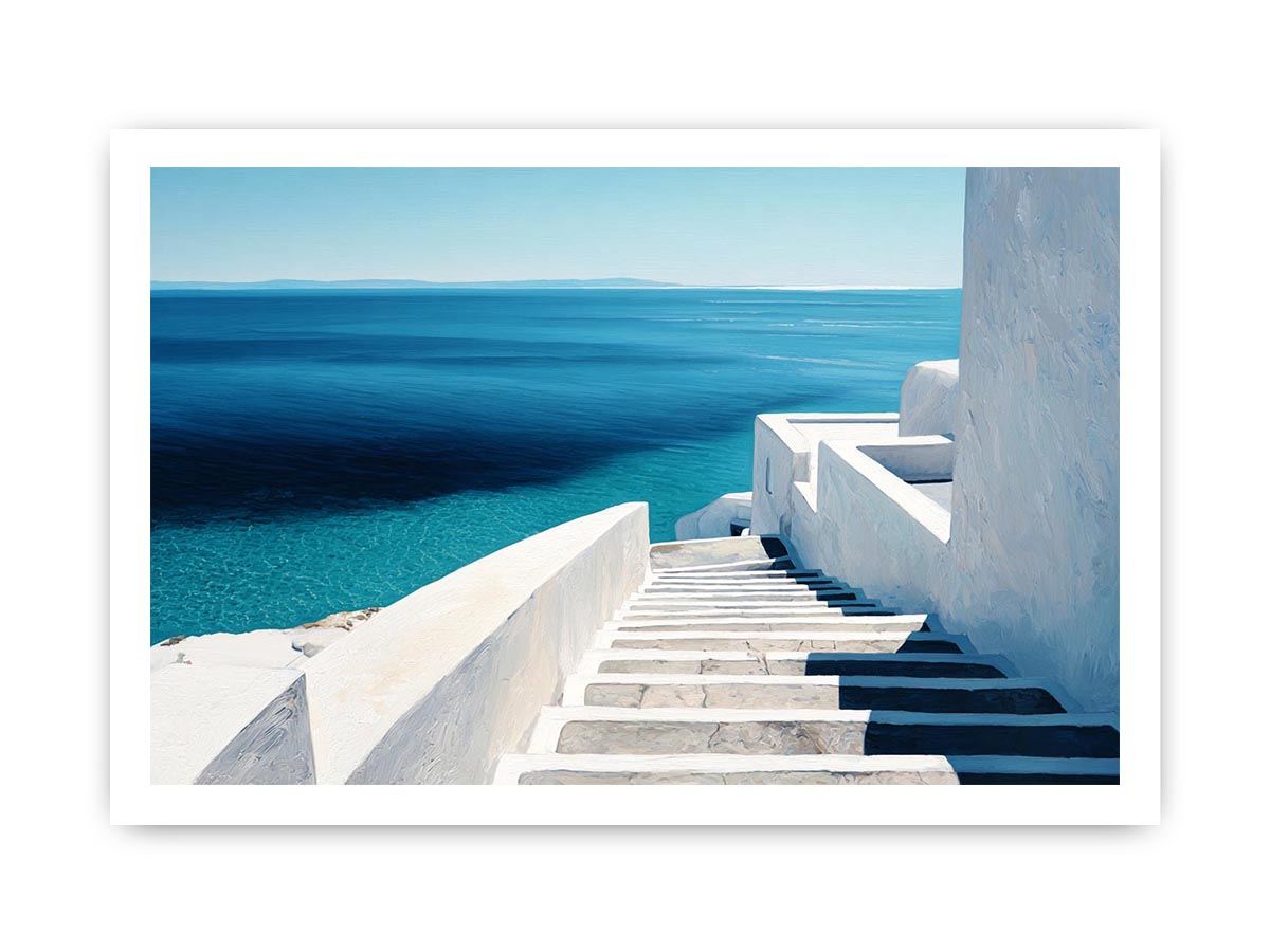 Santorini Beach Blue Water Painting