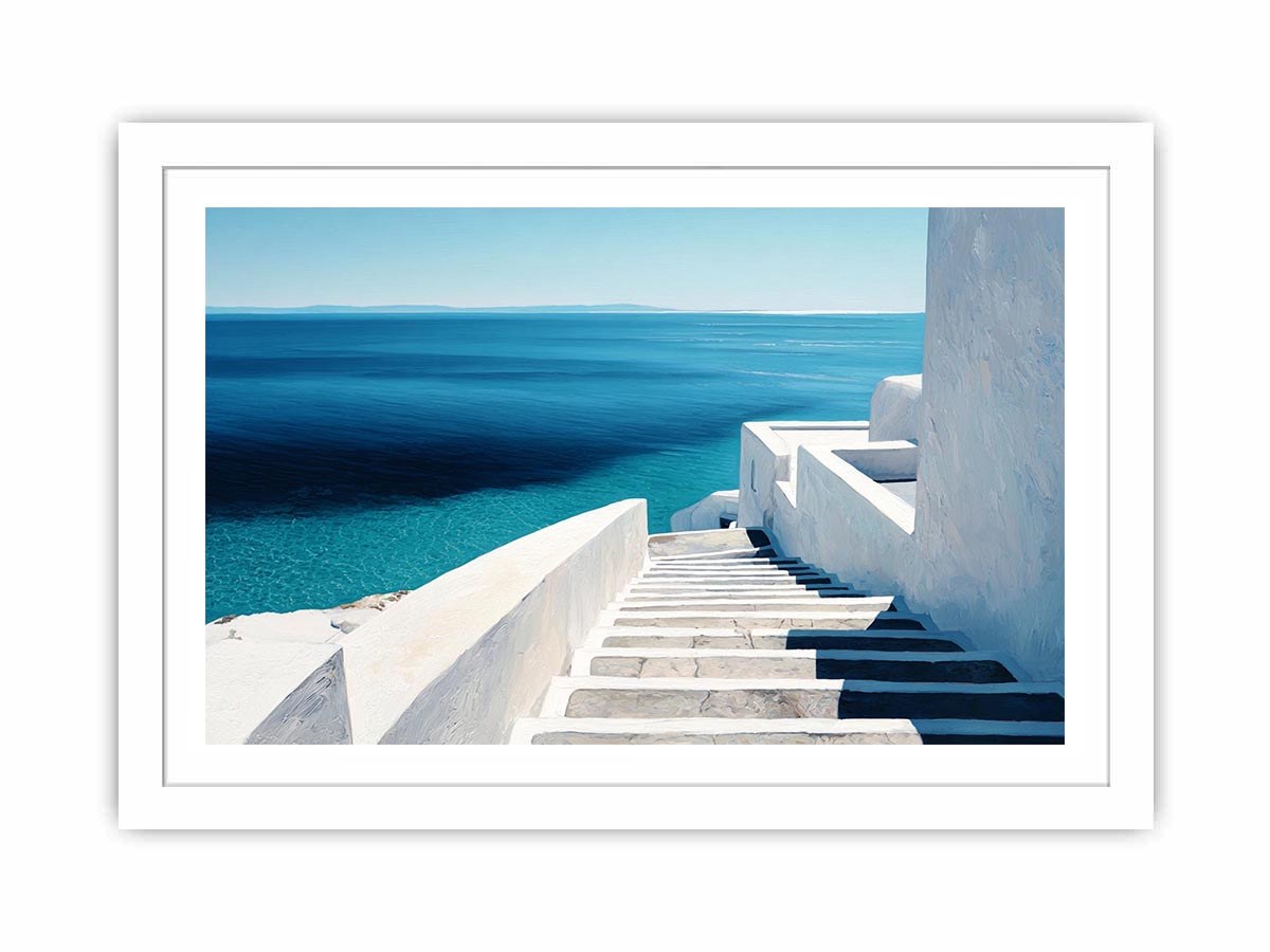 Santorini Beach Blue Water Painting  Painting