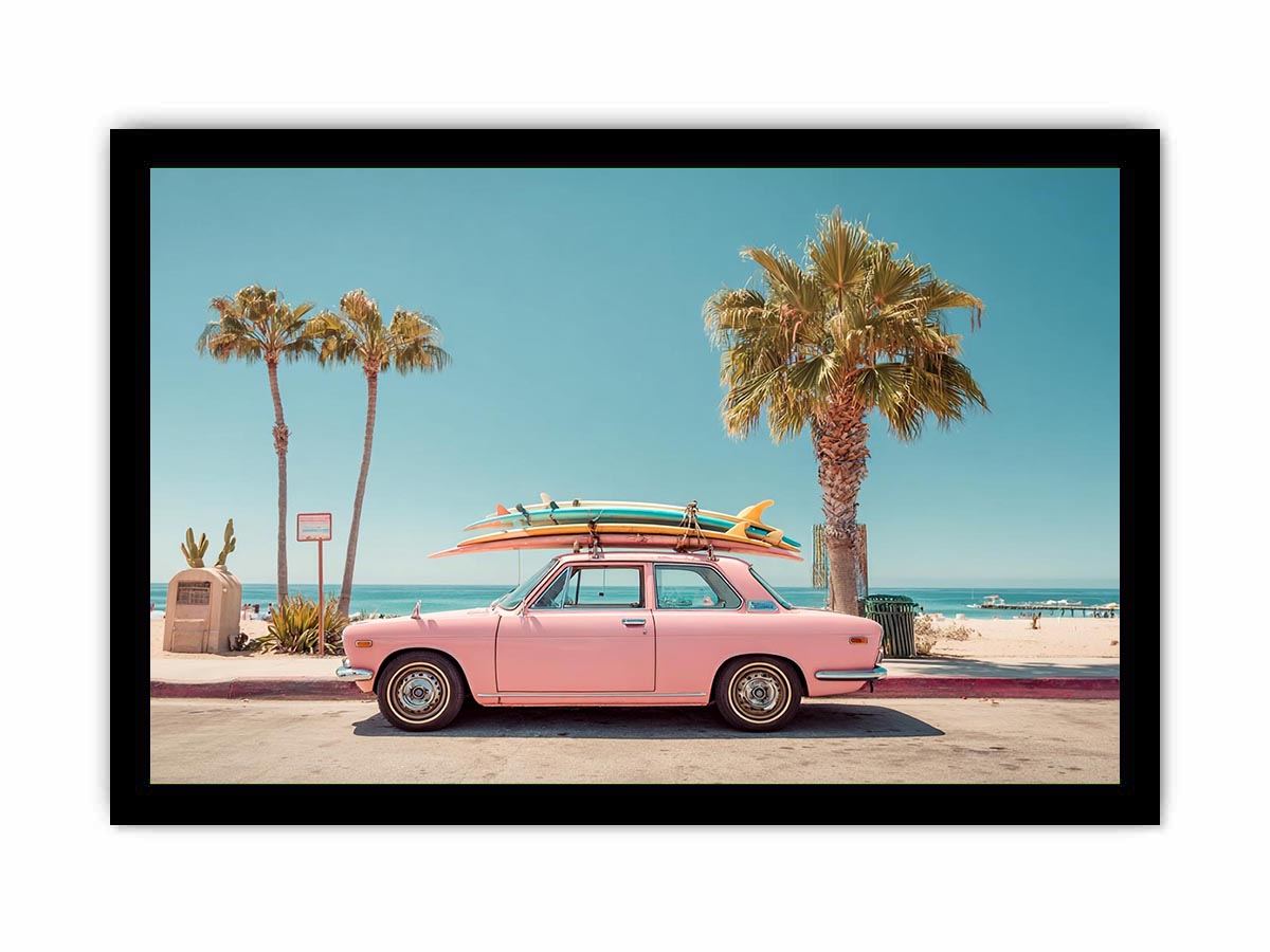 Surf car Plam tree beach  Painting