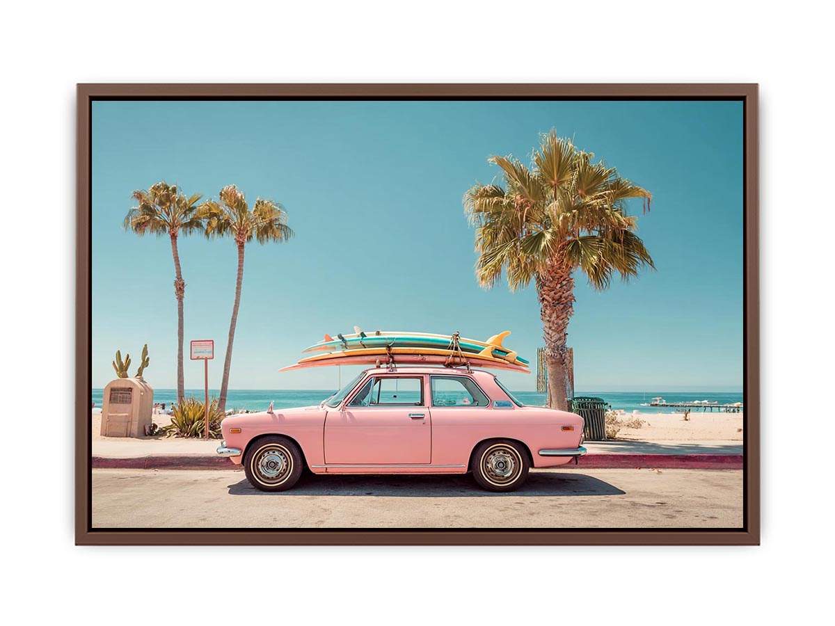 Surf car Plam tree beach  Painting  Art Print