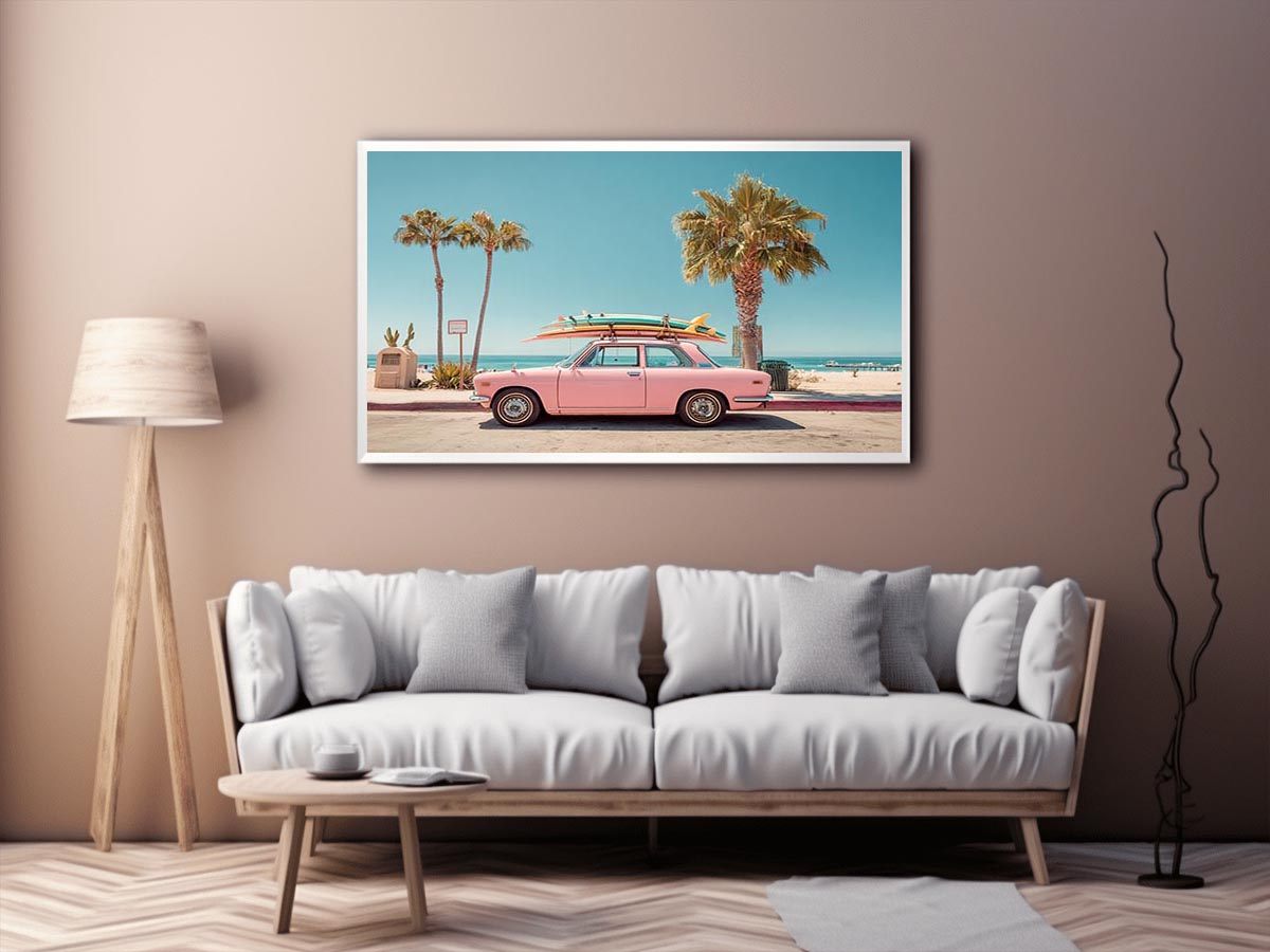 Surf car Plam tree beach  Painting