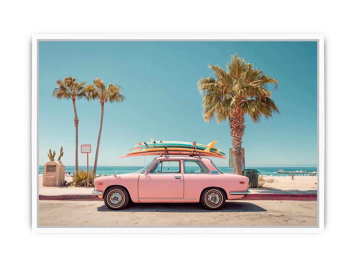Surf car Plam tree beach  Painting   canvas print
