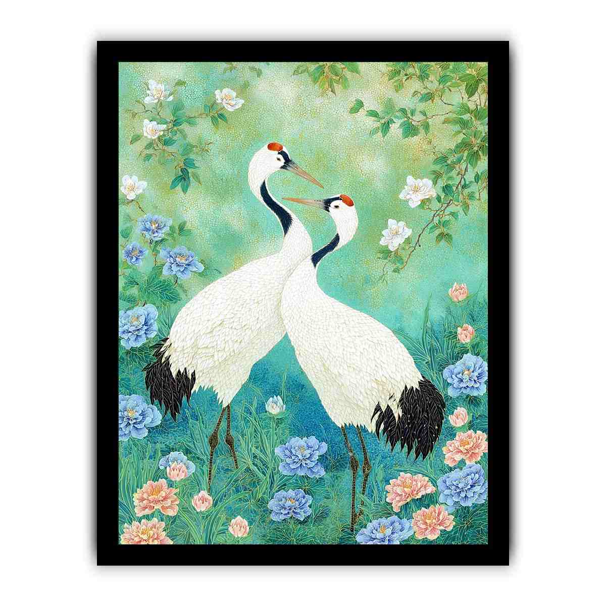 Cranes in Garden painting