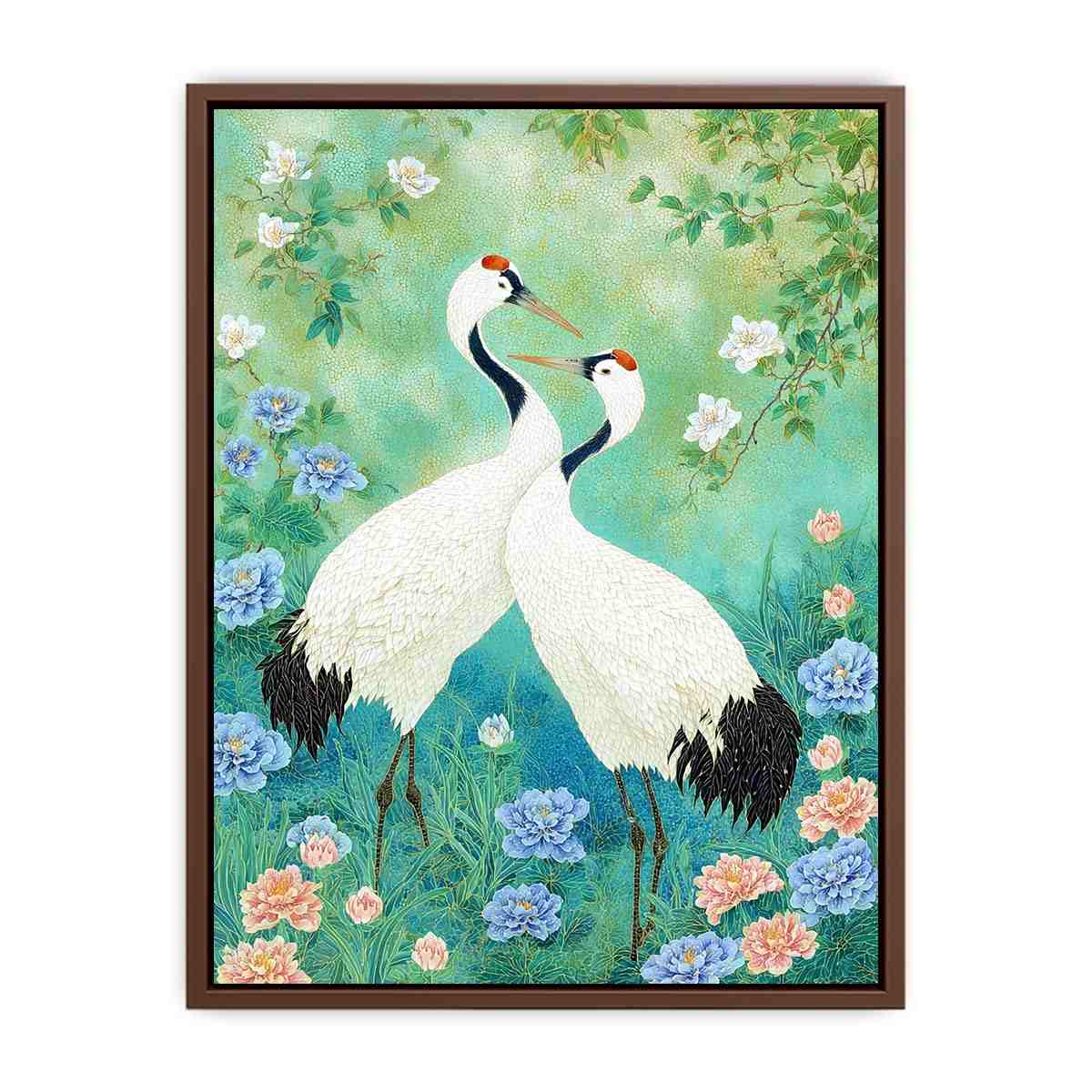 Cranes in Garden painting  Art Print