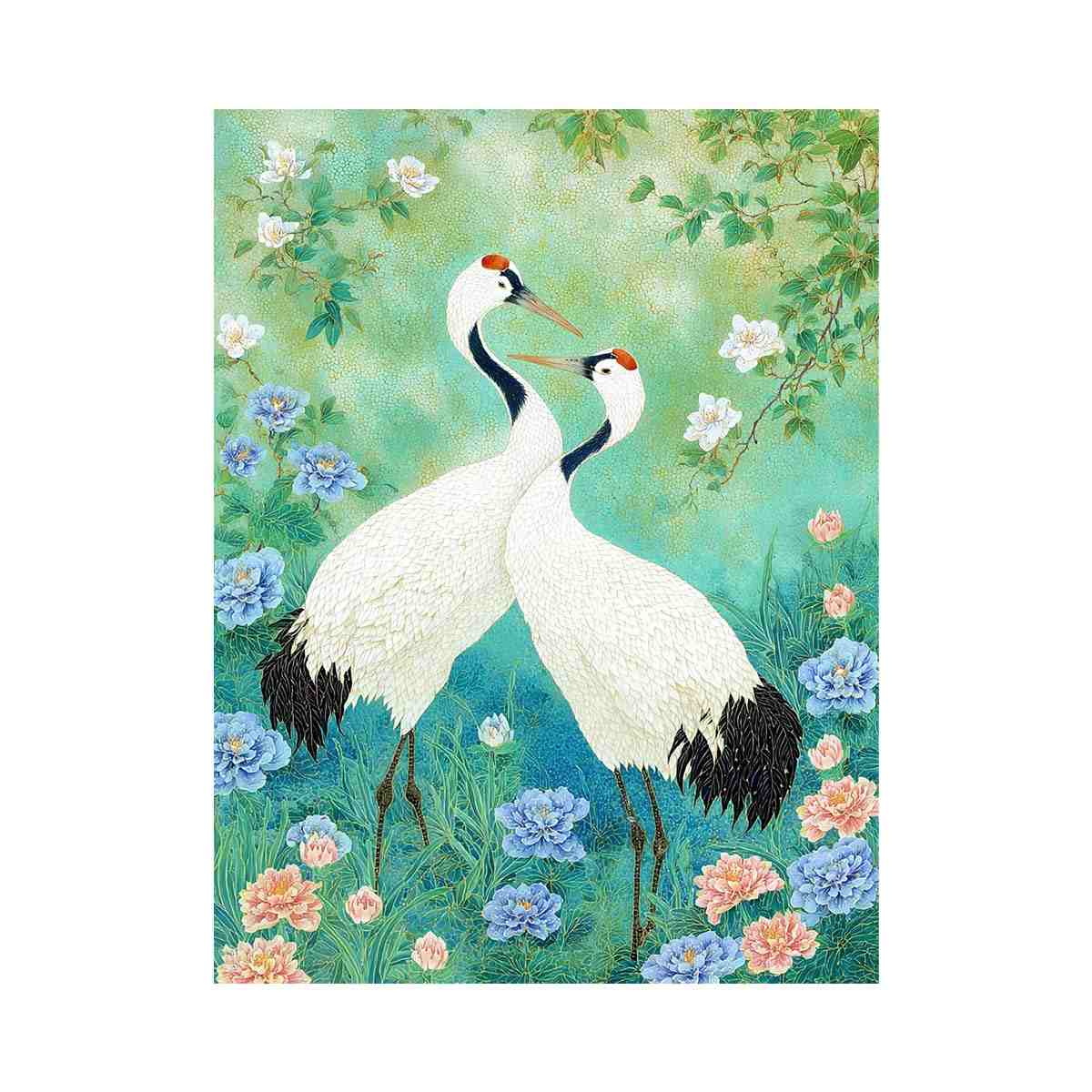 Cranes in Garden painting