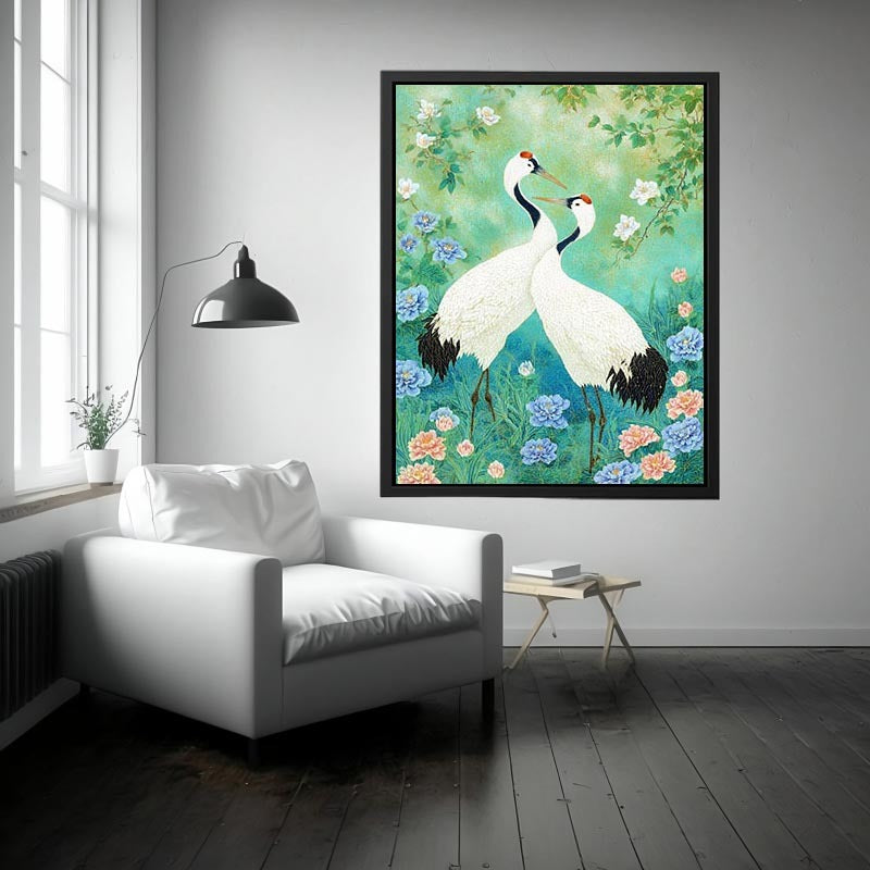 Cranes in Garden painting