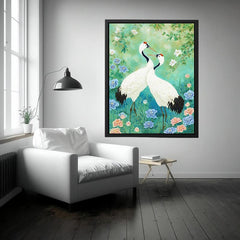 Cranes in Garden painting