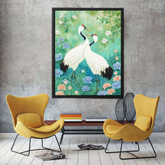Cranes in Garden painting