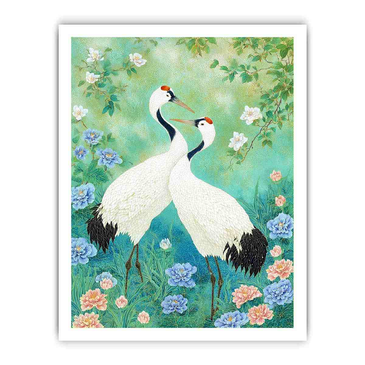 Cranes in Garden painting