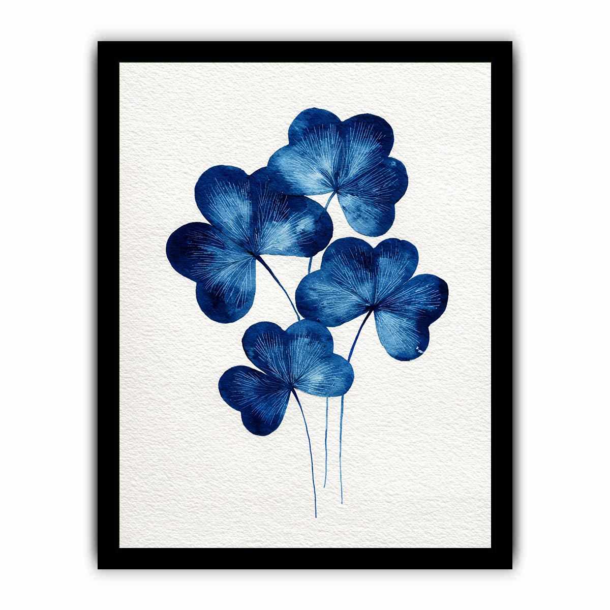 Four-leaf clovers indigo blue Minimlaist Art painting