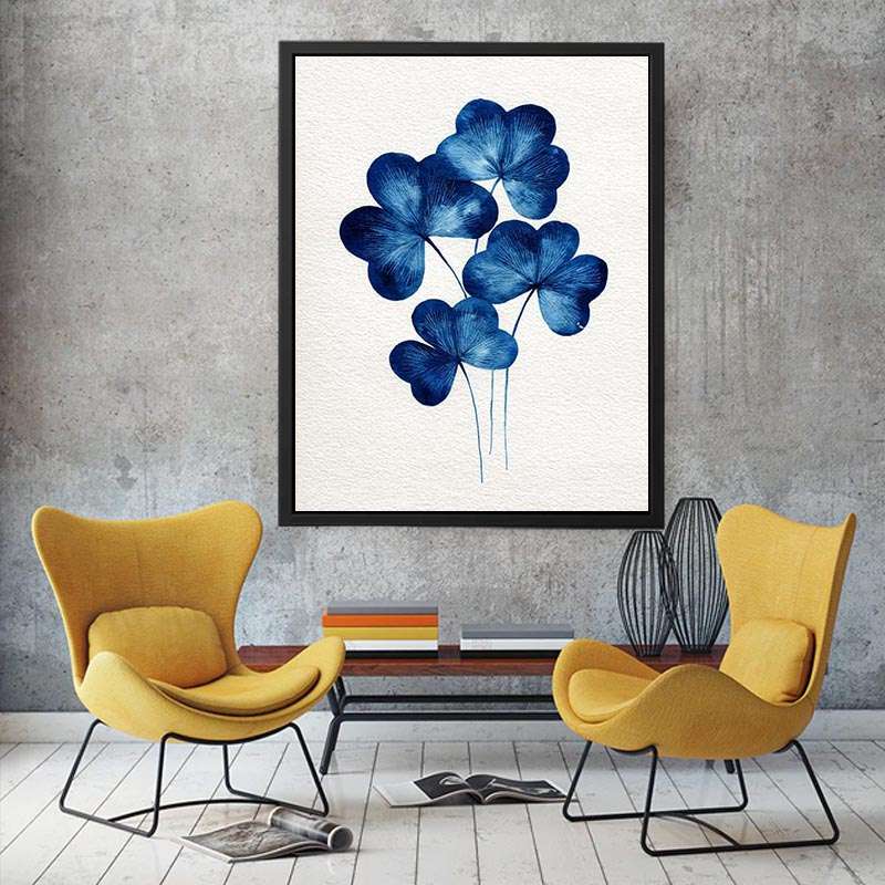 Four-leaf clovers indigo blue Minimlaist Art painting
