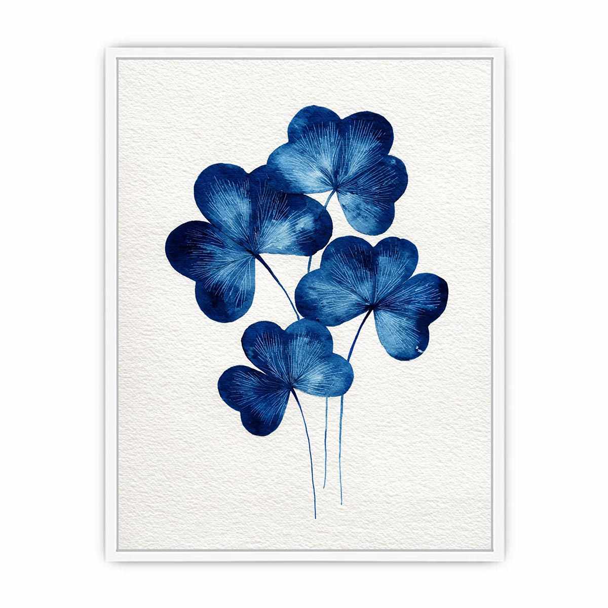 Four-leaf clovers indigo blue Minimlaist Art painting   canvas print