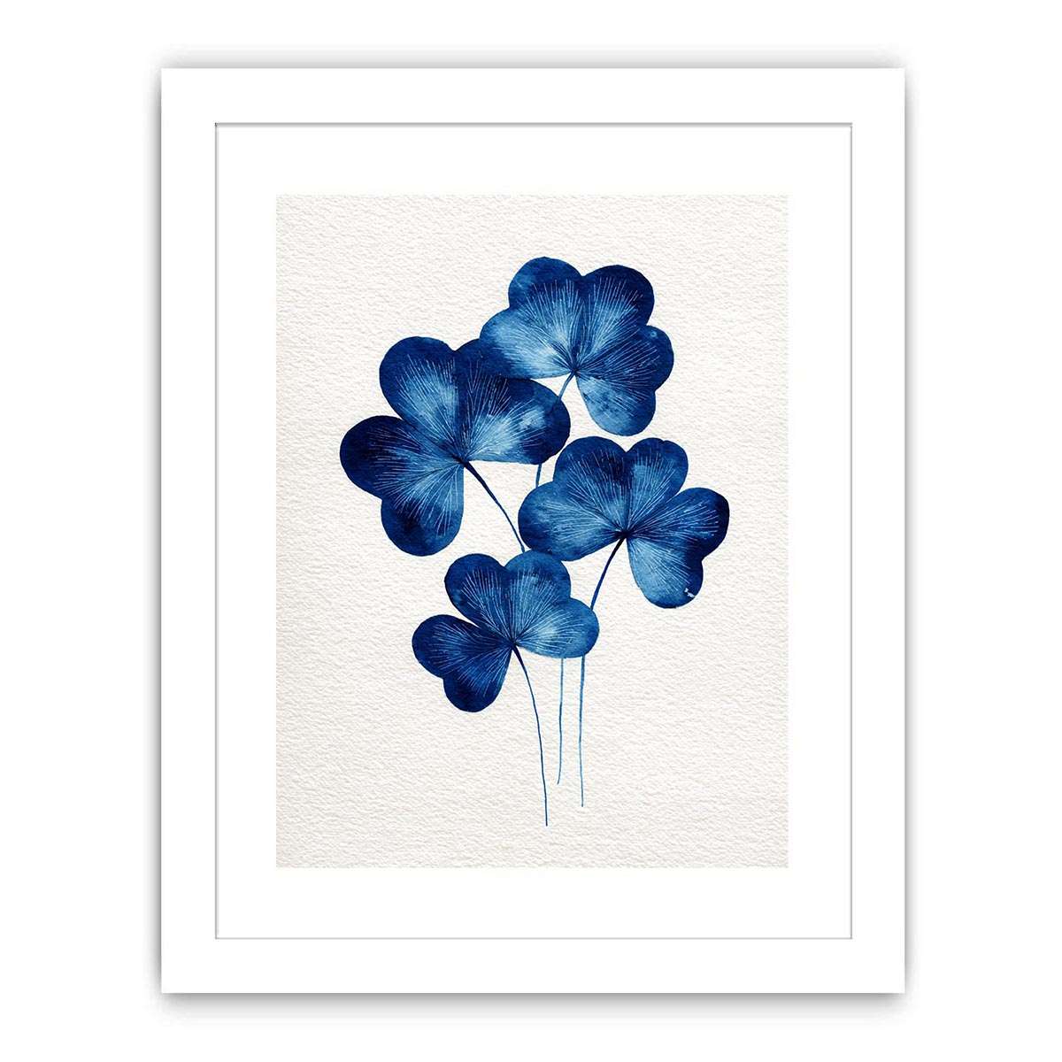 Four-leaf clovers indigo blue Minimlaist Art painting  Painting