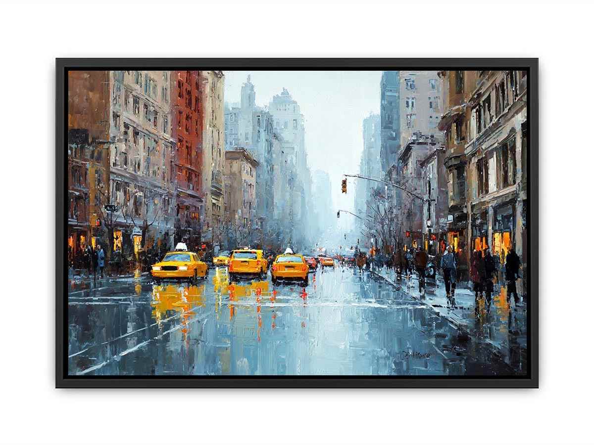 new York Taxi and Wet Streets Painting