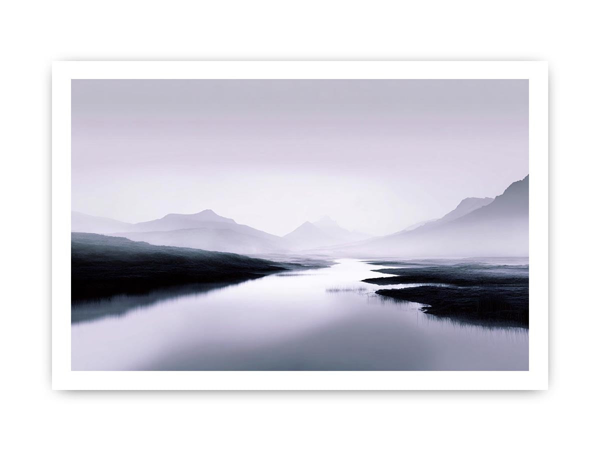 Misty River Abstract Beach Painting