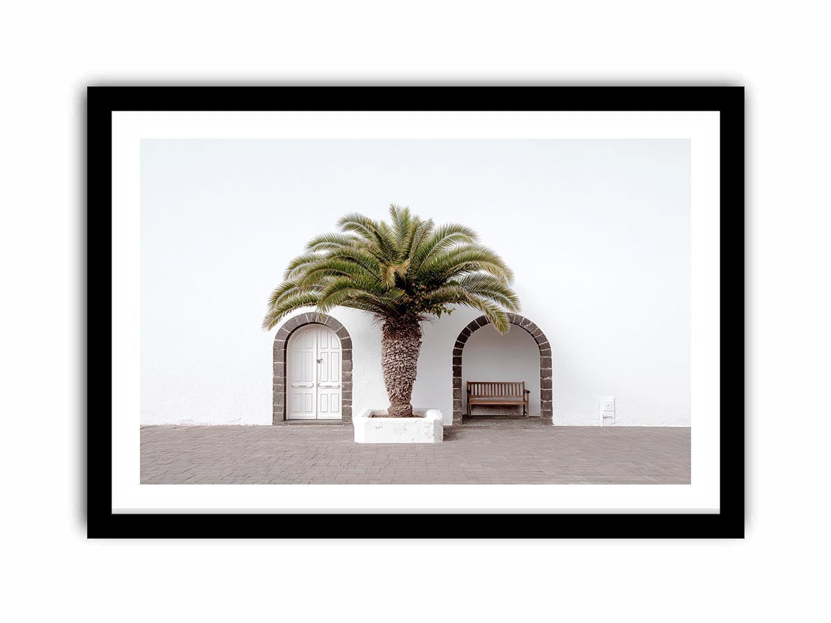 Beneath the Palm, Palm tree Door  canvas art print  Framed poster