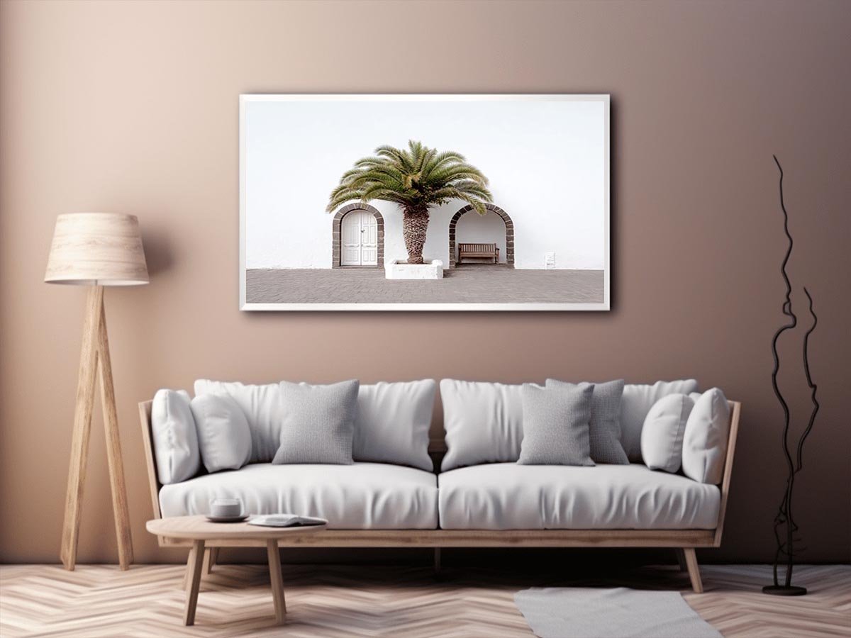 Beneath the Palm, Palm tree Door  canvas art print 