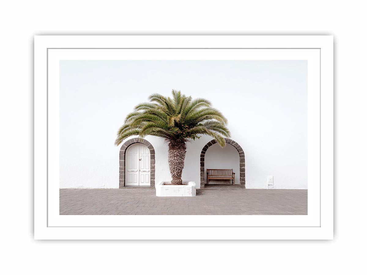 Beneath the Palm, Palm tree Door  canvas art print Painting